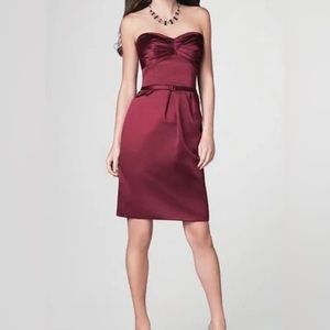 NWT! Alfred Angelo Strapless modern fit cocktail/formal dress w/belt. Mahogany